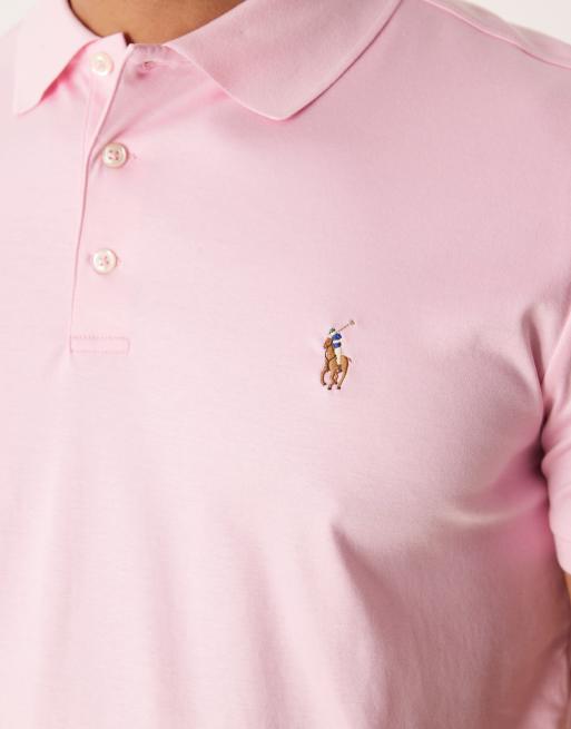 Polo Ralph Lauren – Kurzärmliges Strick-T-Shirt in Rosa mit Markenlogo, 3 von 5