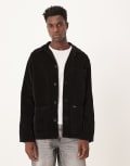 [Polo Ralph Lauren] Polo Ralph Lauren label logo heavyweight cord shirt jacket in black XL black