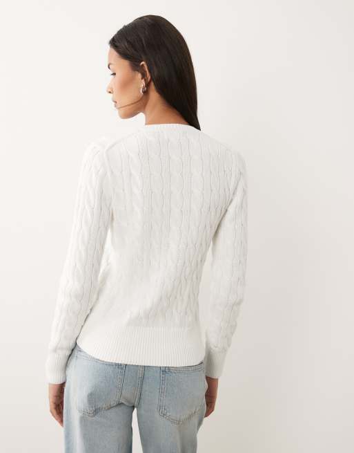 Polo Ralph Lauren – Langärmlige Strickjacke in Weiß, 3 von 4