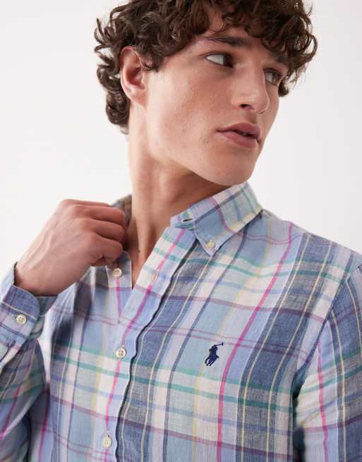 Polo Ralph Lauren – Langärmliges, bunt kariertes Leinenhemd mit gesticktem Pony, 5 von 5