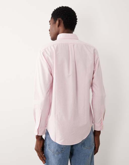 Polo Ralph Lauren – Langärmliges Custom-Fit-Hemd in Rosa mit Markenlogo und Streifen , 5 von 5