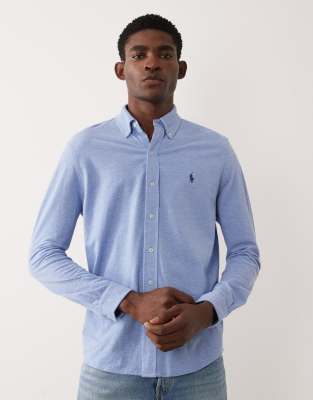 Polo - Langärmliges Hemd aus Baumwolle in Blau mit Polospieler-Logo Blau L