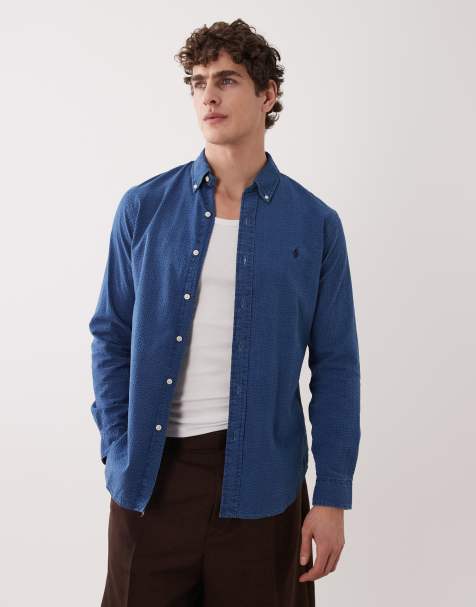 Polo Ralph Lauren – Langärmliges Hemd aus Seersucker-Baumwolle in Indigoblau mit Pony-Logo - view 1