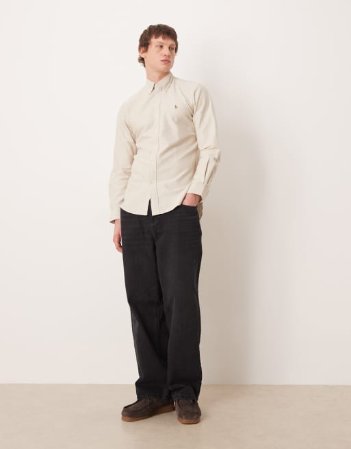 Polo Ralph Lauren – Langärmliges Hemd in Beige mit Markenlogo, 2 von 5