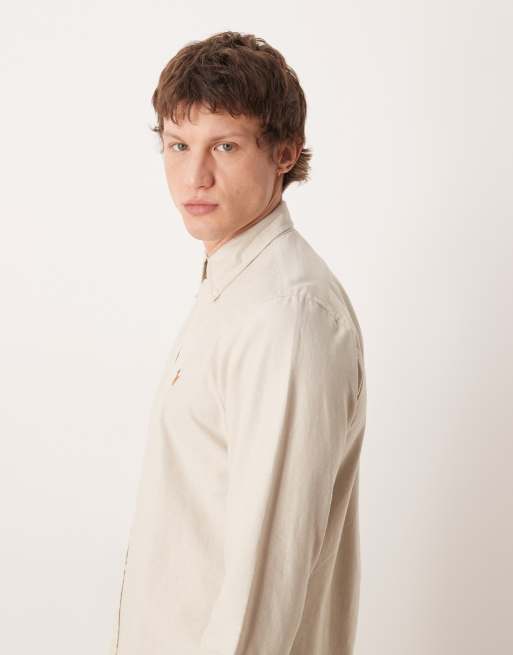 Polo Ralph Lauren – Langärmliges Hemd in Beige mit Markenlogo, 4 von 5