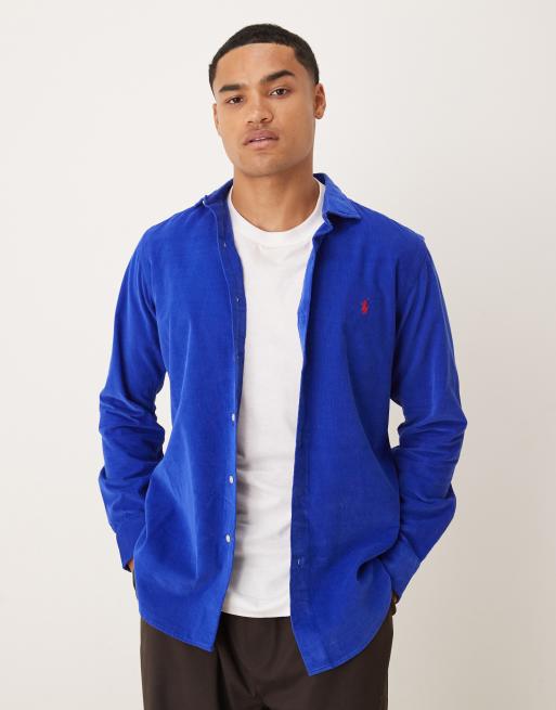 Polo Ralph Lauren – Langärmliges Hemd in Blau mit Logo-Symbol