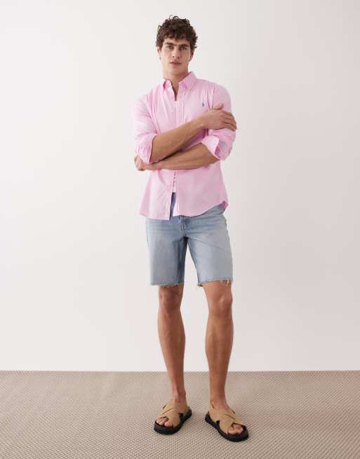 Polo Ralph Lauren – Langärmliges Hemd in Rosa mit gesticktem Pony, 2 von 5