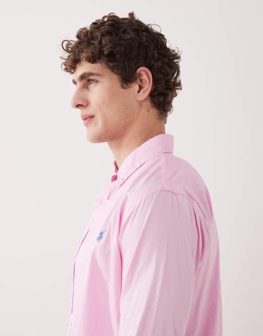 Polo Ralph Lauren – Langärmliges Hemd in Rosa mit gesticktem Pony, 4 von 5