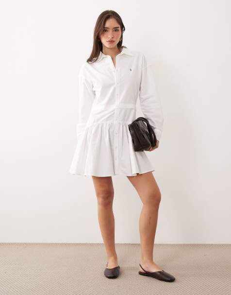 Polo Ralph Lauren – Langärmliges Hemdblusenkleid für den Alltag aus Webstoff in Weiß - view 1