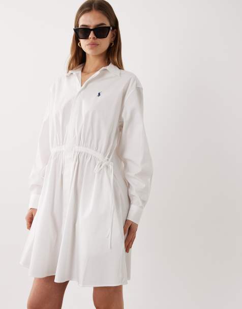 Polo Ralph Lauren – Langärmliges Hemdblusenkleid für den Alltag aus Webstoff in Weiß - view 1