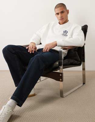 Polo - Langärmliges Sweatshirt in Weiß mit Wappenlogo auf der Brust Weiß S