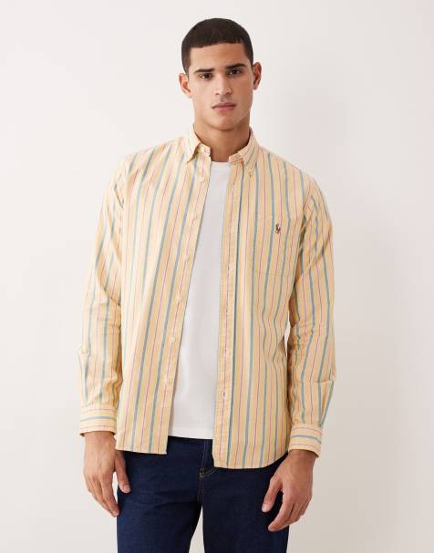 Polo Ralph Lauren - Langærmet gul skjorte med grønne striber - view 1