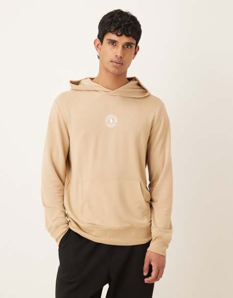 Polo Ralph Lauren - Langærmet hættetrøje i vintage-kakifarvet jersey med våbenskjoldslogo - view 1