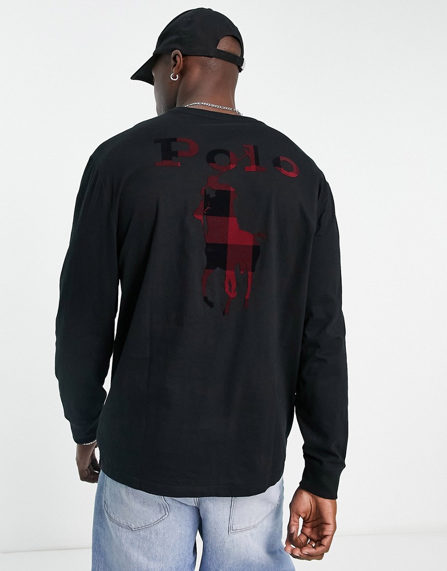 Polo Ralph Lauren large check back logo long sleeve top in black