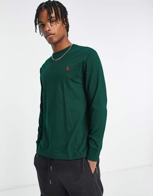 Dark green outlet long sleeve polo