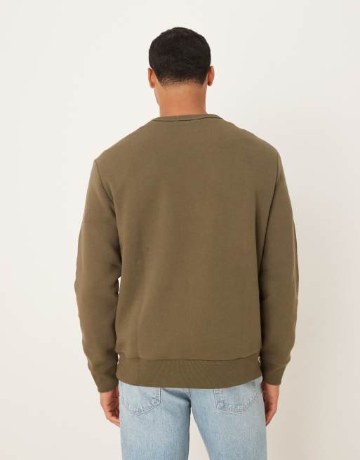 Polo Ralph Lauren large collegiate script logo fleece sweatshirt in olive green, 3 of 5