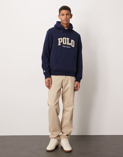 Polo Ralph Lauren large collegiate script logo hoodie in navy, 2 of 5