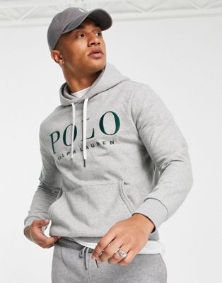Polo Ralph Lauren large embroidered logo hoodie in grey marl