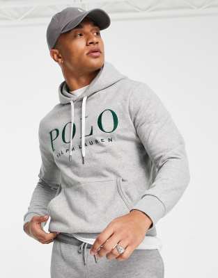 Polo Ralph Lauren large embroidered logo hoodie in grey marl