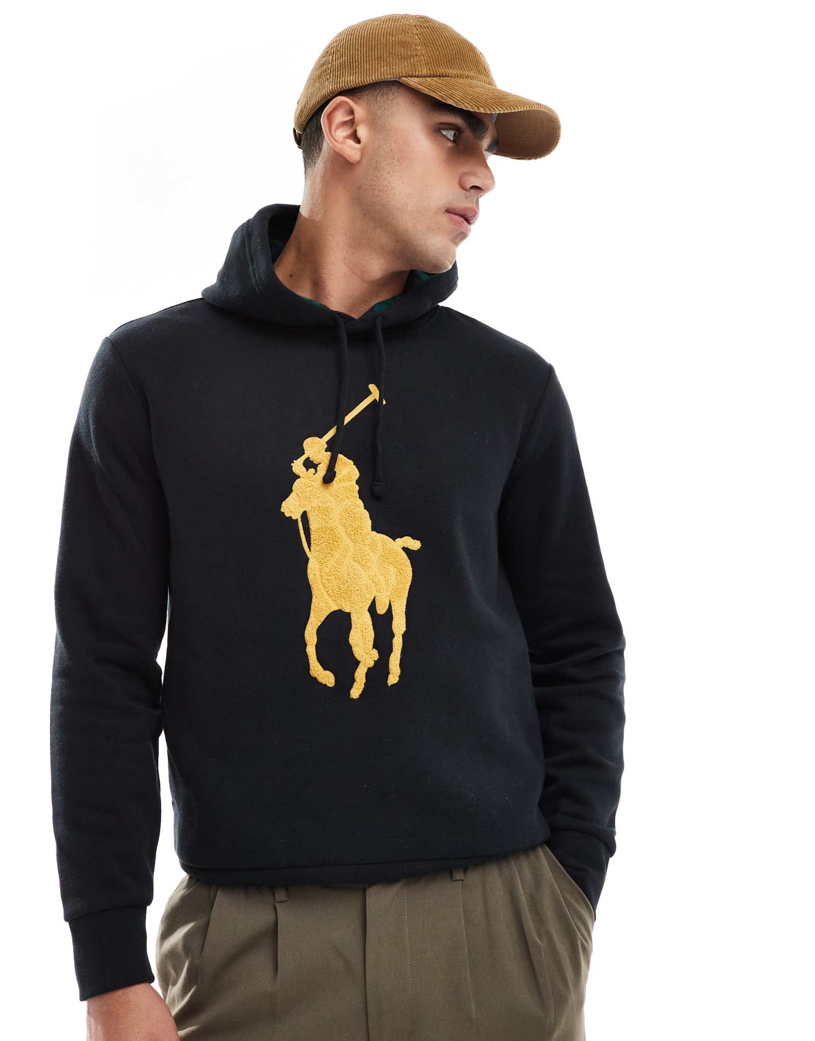 Флисовая толстовка Polo Ralph Lauren большого размера gold player черного цвета