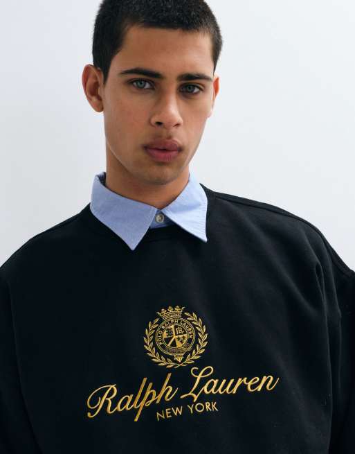 Polo Ralph Lauren large icon crest logo sweatshirt in black, 3 of 5