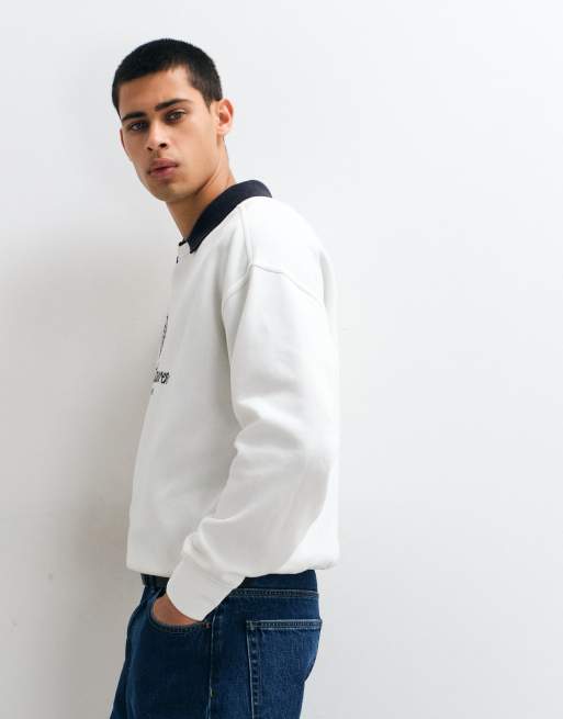 Polo Ralph Lauren large icon crest logo sweatshirt in cream, 4 of 9