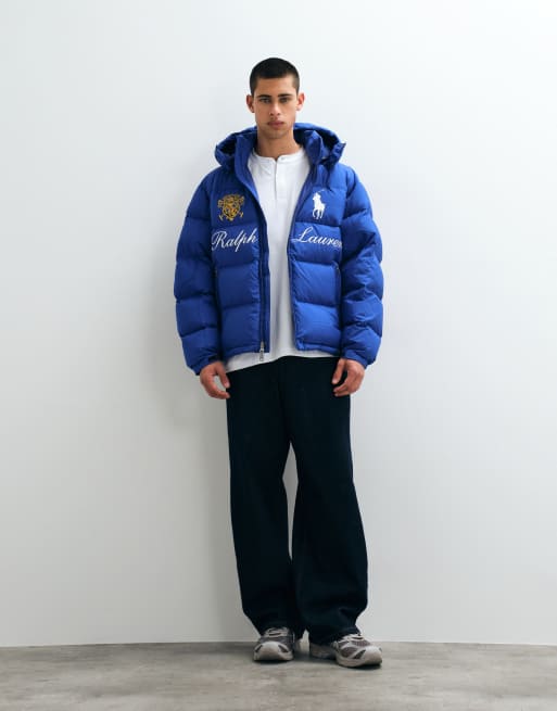 Polo Ralph Lauren large icon-logo geweven pufferjack in donkerblauw, 2 van 5