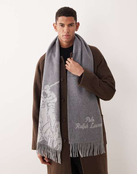 Polo Ralph Lauren large icon logo scarf in grey - view 1