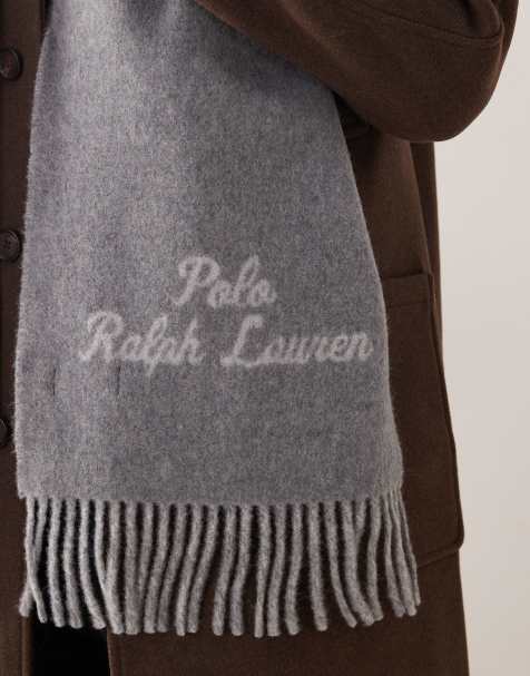 Polo Ralph Lauren large icon logo scarf in grey - view 2
