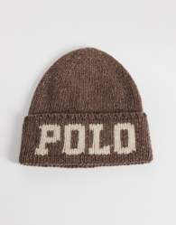 Polo Ralph Lauren large logo beanie brown