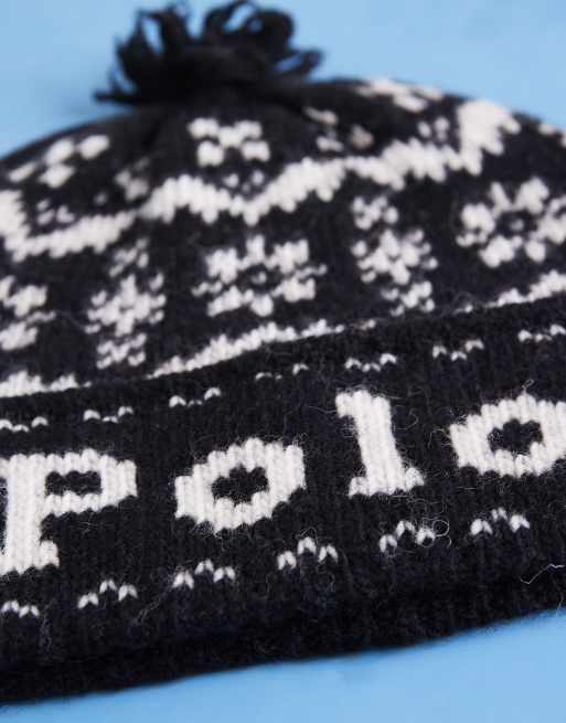 Polo Ralph Lauren large logo holiday beanie in black, 2 of 3