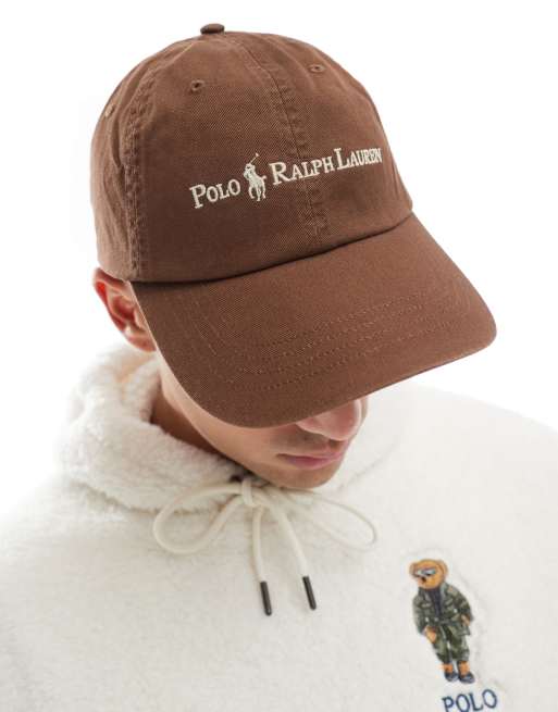 Polo Ralph Lauren large logo stretch twill baseball cap in brown