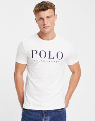 Polo Ralph Lauren large logo t-shirt custom fit in white