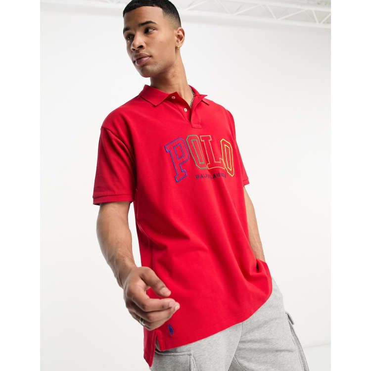 Polo Ralph Lauren slim fit pique polo with red player logo in