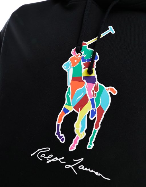 Polo Ralph Lauren Men Rainbow Colorful Polo Logo Fleece Graphic