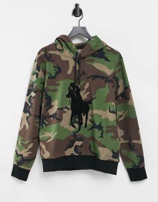 Polo Ralph Lauren large player logo camo print hoodie in surplus camo-Green