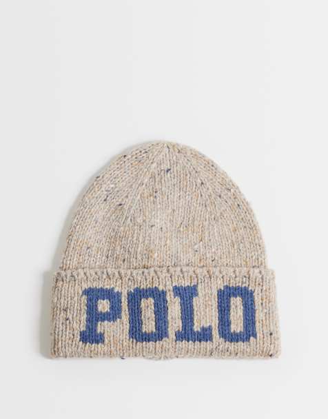 Polo Ralph Lauren large polo logo knit beanie in oatmeal - view 1