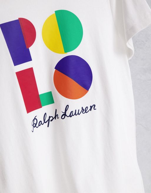 Polo Ralph Lauren large rainbow logo t-shirt in white | ASOS