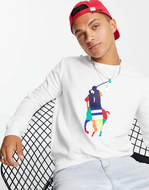 Polo ralph lauren 2025 rainbow logo sweatshirt