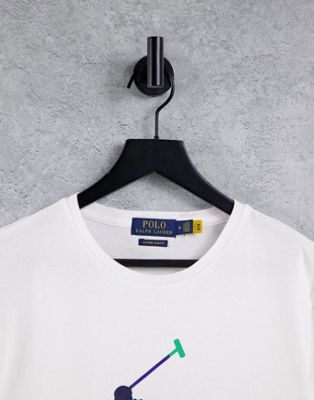 Polo Ralph Lauren large rainbow player logo t-shirt in white ASOS