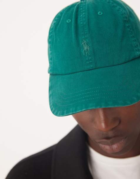 Polo Ralph Lauren large tonal logo garment dyed chino baseball cap in dark green - view 1