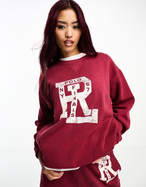 Polo Ralph Lauren varsity logo sweat set in red ASOS