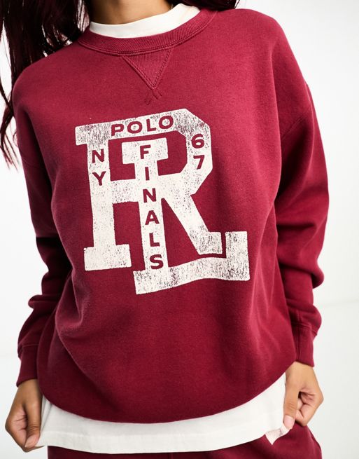 Polo Ralph Lauren Womens Garnet Cotton-Blend Jersey Jumper L