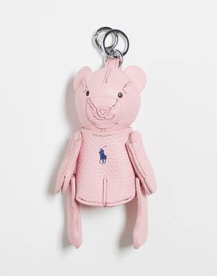 Polo Ralph Lauren leather bear bag charm in pink