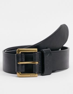 Polo Ralph Lauren leather belt in black with logo