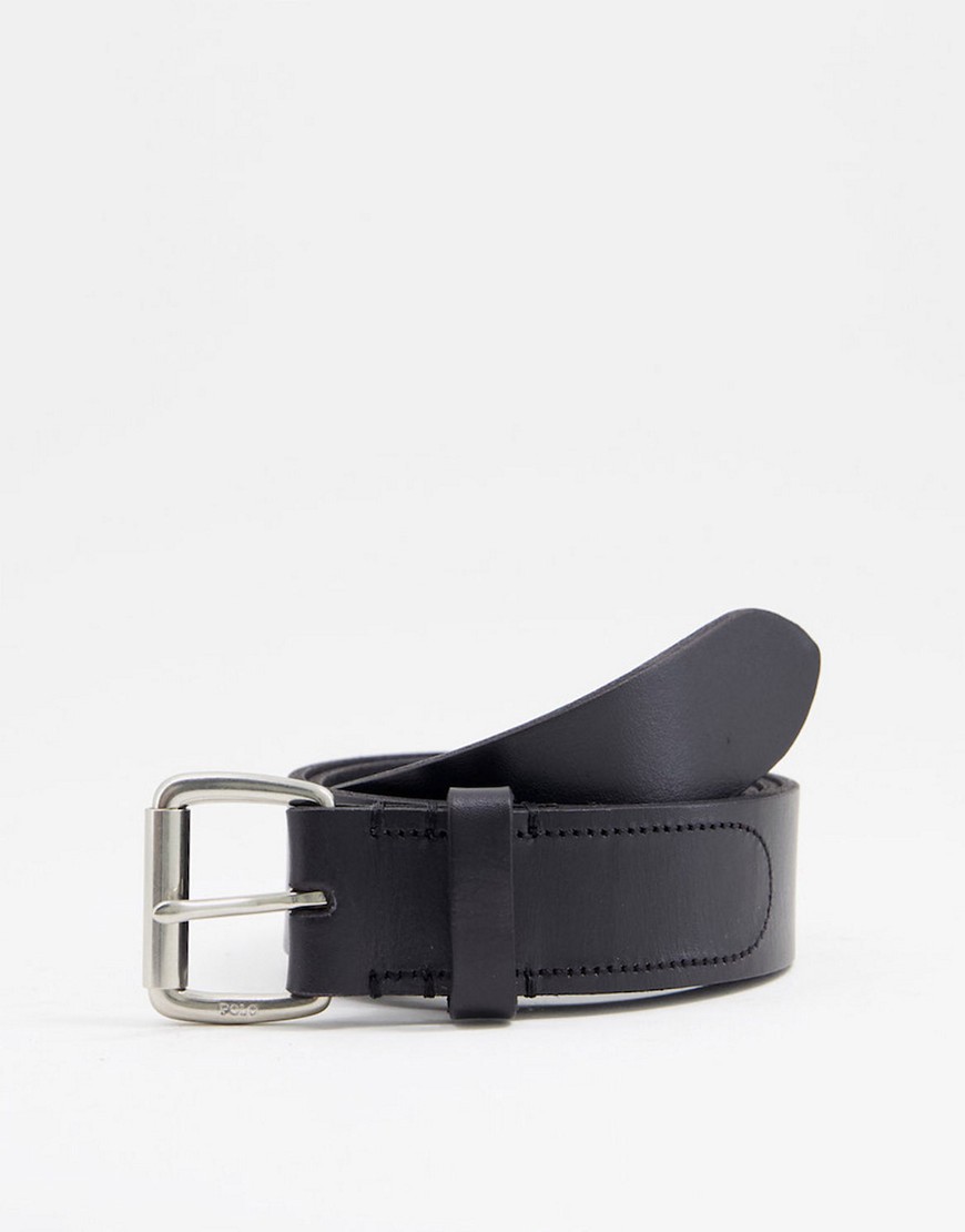 Polo Ralph Lauren leather belt in black with pony logo