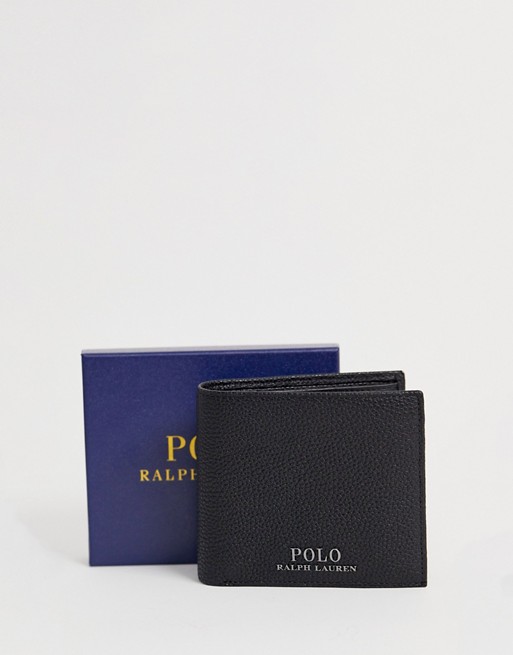 Polo Ralph Lauren leather bi-fold wallet in black with coin fold over