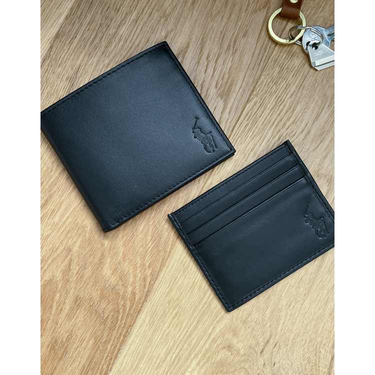 Polo Ralph Lauren leather bifold wallet and cardholder giftset in black  with logo | ASOS