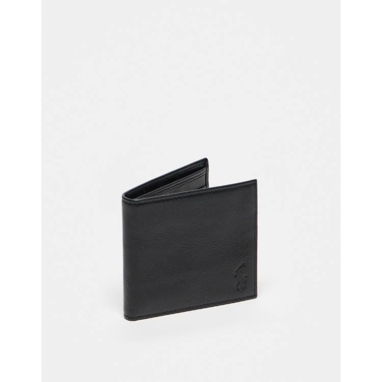 Polo Ralph Lauren leather bifold wallet with logo in black ASOS