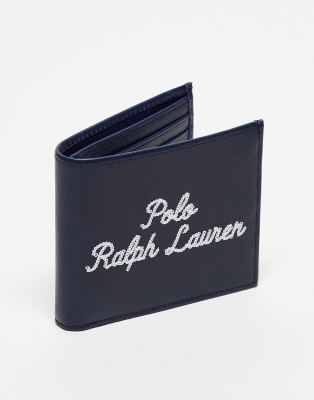 Polo Ralph Lauren leather bifold wallet with logo in navy